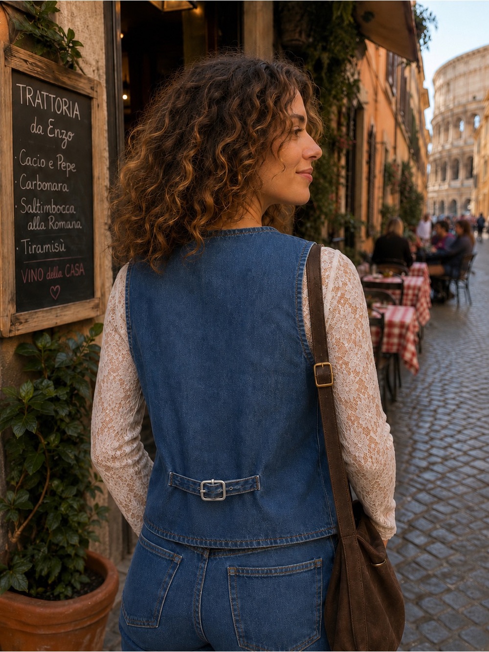 Women’s Denim Vest in Blue - Picture 2 of 7